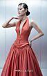 MNM Couture E0163 Plunging Halter Neck Taffeta Coral Dress