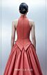 MNM Couture E0163 Plunging Halter Neck Taffeta Coral Dress