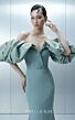 MNM Couture E0165 Puff Sleeve Mint Off-The-Shoulder Dress