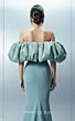 MNM Couture E0165 Puff Sleeve Mint Off-The-Shoulder Dress