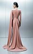 MNM Couture E0166 Cape Sleeve Drape Bodice Pink Dress