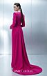 MNM Couture E0173 Jewel Neck Long Sleeve Fuchsia Dress