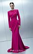 MNM Couture E0173 Jewel Neck Long Sleeve Fuchsia Dress