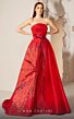 MNM Couture E0013 Floral Skirt Buckle Belt Strapless Dress