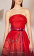 MNM Couture E0013 Floral Skirt Buckle Belt Strapless Dress