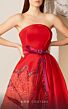 MNM Couture E0013 Floral Skirt Buckle Belt Strapless Dress
