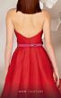 MNM Couture E0013 Floral Skirt Buckle Belt Strapless Dress
