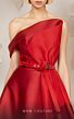 MNM Couture E0014 Pleated Skirt Asymmetric Neckline Dress