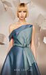 MNM Couture E0014 Pleated Skirt Asymmetric Neckline Dress