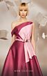 MNM Couture E0014 Pleated Skirt Asymmetric Neckline Dress