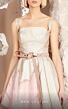 MNM Couture E0016 Floral Skirt Belted Waist Curve Neckline Dress