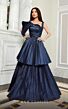 MNM Couture E0017 Layered Skirt Embellished Top Two Strap Dress