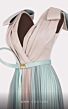 MNM Couture E0028 Pleated Skirt Plunging Neck Metallic Dress