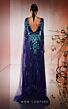 MNM Couture E0044 Double Cape Plunging Neckline Embroidered Dress