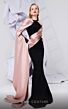 MNM Couture E0072 One Sleeve High Neck Two Tone Dress