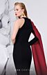 MNM Couture E0072 One Sleeve High Neck Two Tone Dress