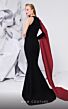 MNM Couture E0072 One Sleeve High Neck Two Tone Dress