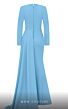 MNM Couture E0073 Panel Train Long Sleeve Bateau Neck Dress