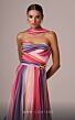 MNM Couture E0080 Attached Scarf Sweetheart Neckline Striped Dress