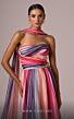 MNM Couture E0080 Attached Scarf Sweetheart Neckline Striped Dress