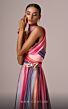 MNM Couture E0080 Attached Scarf Sweetheart Neckline Striped Dress
