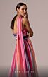 MNM Couture E0080 Attached Scarf Sweetheart Neckline Striped Dress