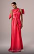 MNM Couture E0081 Bow Back Side Overskirt High Neck Dress
