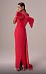 MNM Couture E0081 Bow Back Side Overskirt High Neck Dress