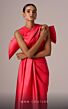 MNM Couture E0081 Bow Back Side Overskirt High Neck Dress