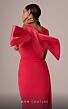 MNM Couture E0081 Bow Back Side Overskirt High Neck Dress