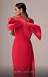 MNM Couture E0081 Bow Back Side Overskirt High Neck Dress
