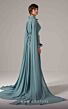 MNM Couture E0093 Cape Sleeve A-Line Wing Collar Dress