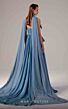 MNM Couture E0096 Panel Train Collared Neckline Peplum Dress