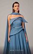 MNM Couture E0096 Panel Train Collared Neckline Peplum Dress