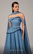 MNM Couture E0096 Panel Train Collared Neckline Peplum Dress