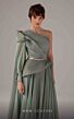 MNM Couture E0097 Cape Train One Sleeve Ruched Top Dress