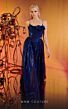 MNM Couture E0049 Illusion Skirt Asymmetric Neck Royal Blue Dress