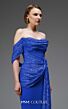 MNM Couture E0104 Asymmetric Off The Shoulder Fitted Dress