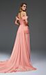 MNM Couture E0113 Overskirt A-Line Off The Shoulder Salmon Dress