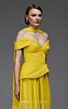 MNM Couture E0119 Peplum Waist Ruched Bodice Organza Dress