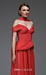 MNM Couture E0119 Peplum Waist Ruched Bodice Organza Dress