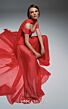 MNM Couture E0119 Peplum Waist Ruched Bodice Organza Dress