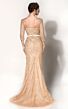 MNM Couture 0767 Three Quarter Sleeve V-Neck Beaded Dress