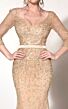 MNM Couture 0767 Three Quarter Sleeve V-Neck Beaded Dress