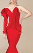 MNM Couture 2327 One Sleeve Sweetheart Neck Ruffle Dress