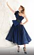 MNM Couture 2565 One Shoulder Pleated Midi Dress