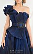 MNM Couture 2565 One Shoulder Pleated Midi Dress