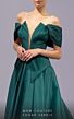 MNM Couture 2687 Pleated Top Plunging Neck Peplum Dress