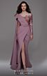MNM Couture 2688 Long Sleeve High Slit Faux Wrap Dress