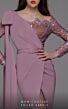 MNM Couture 2688 Long Sleeve High Slit Faux Wrap Dress